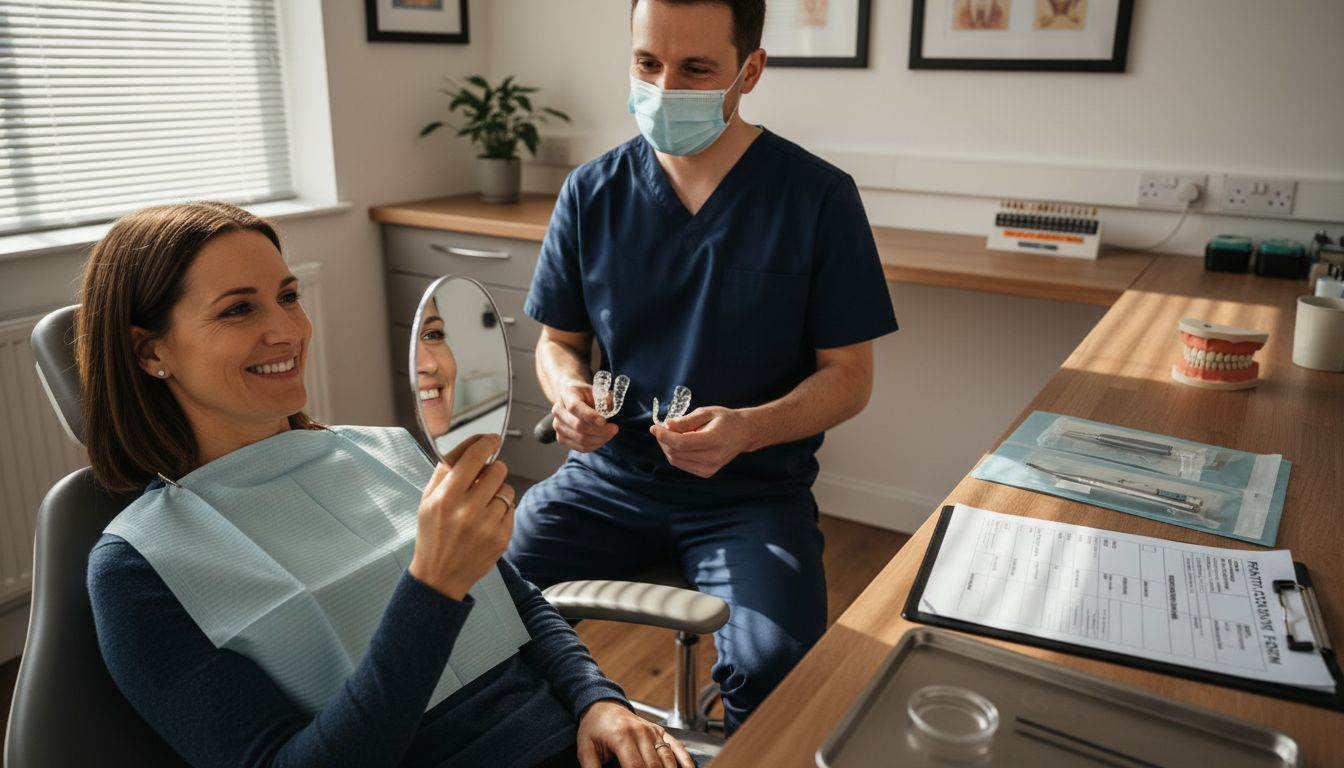 Patient smiling during teeth whitening procedure