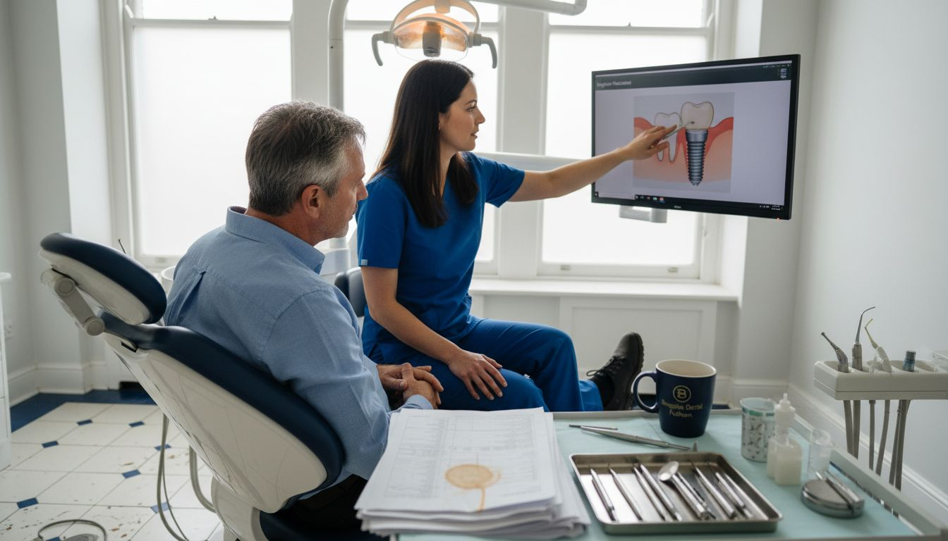 Dental implant consultation in clinic setting