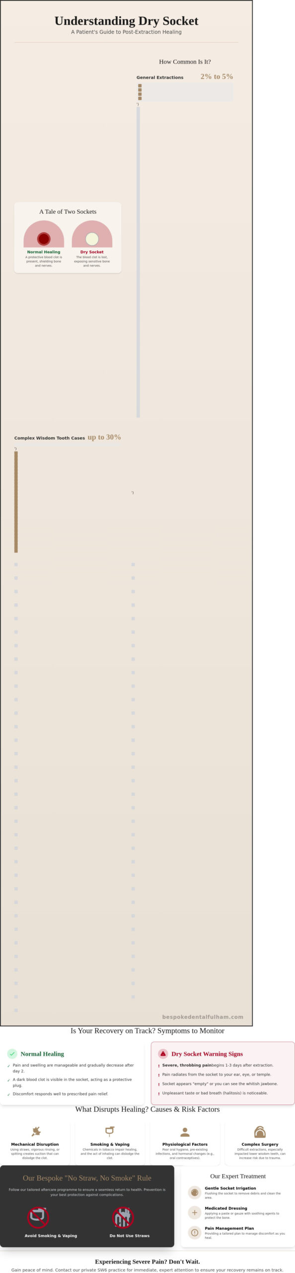 Dry Socket after Wisdom Tooth Removal in Fulham: A 2026 Patient Guide - Infographic