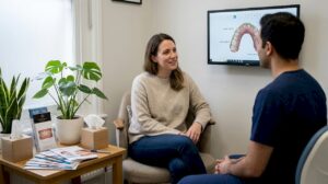Confident patient during dental consultation