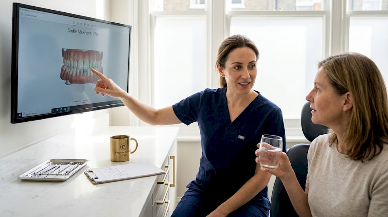 Dentist reviewing smile makeover consultation